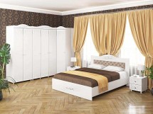 Спальня Италия-4 мягкая спинка белое дерево
